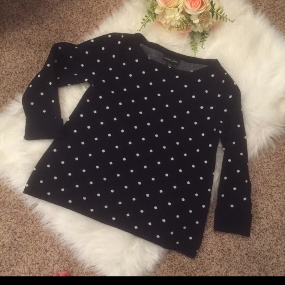 Cynthia‎ Rowley Navy Polka Dot Sweater